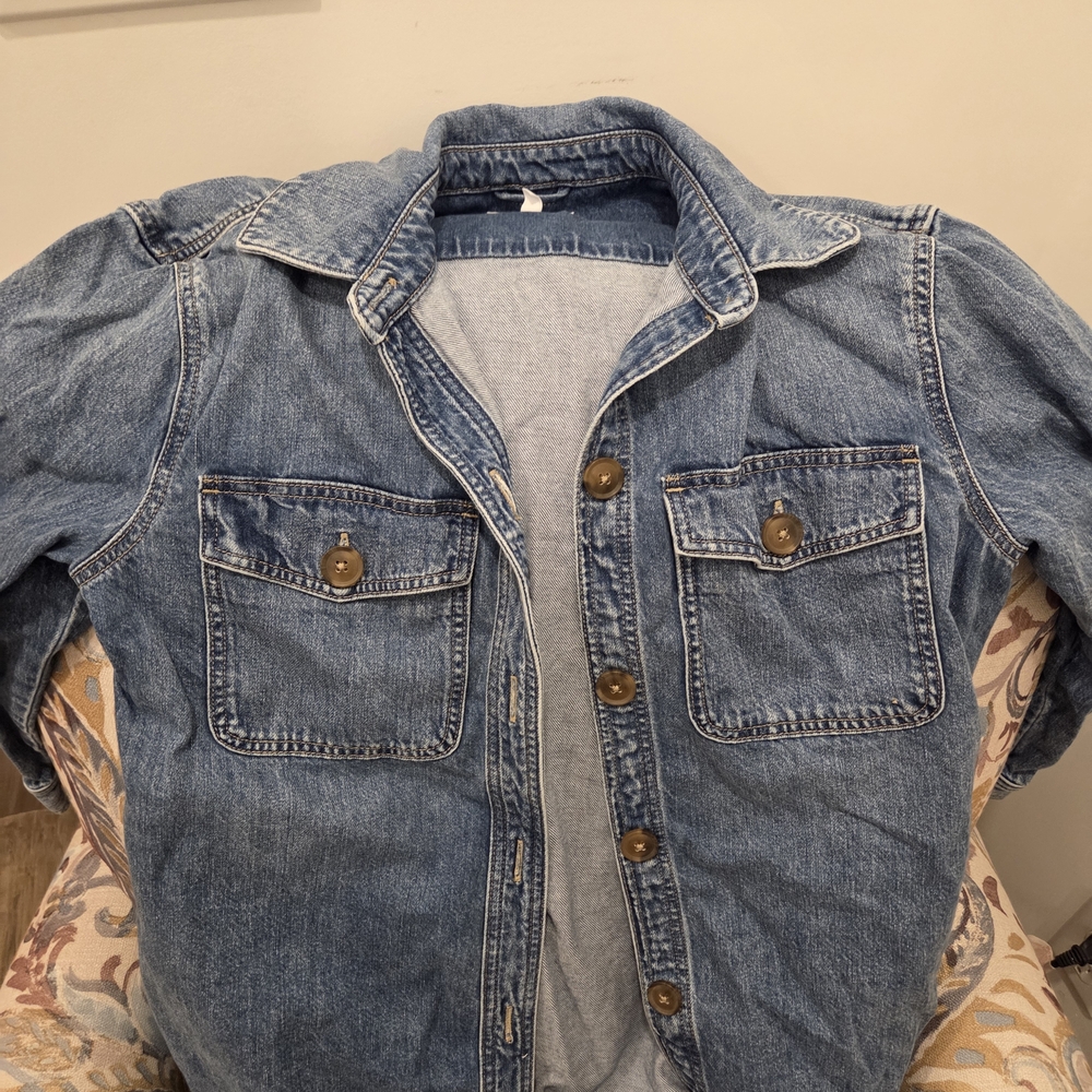 LOFT  Casual Blue Button-Down Jacket